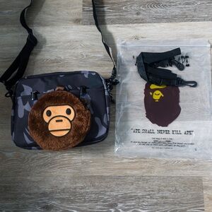 High quality Black Camo Shoulder Bag with Brown  Pouch